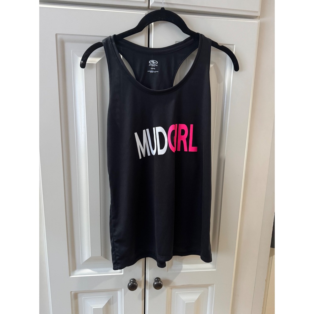 Athletic Works MudGirl Tank Top Racerback Black Pink White‎ Small 4/6 Barbiecore